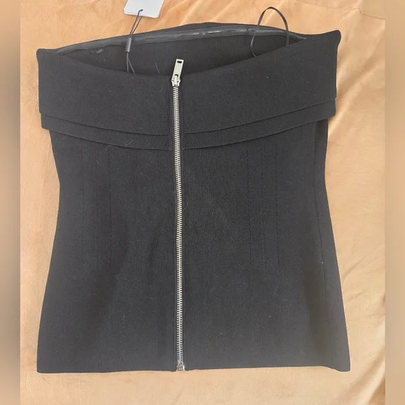 Reiss Bandeau Tube Top, Zipper, Black, Size Medium NWT - Picture 2 of 5